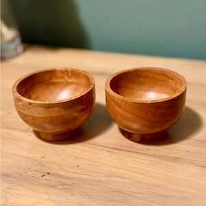Set of 2 Acacia Wood Small Bowls, 4 Fl Oz 3.25 * 2 Inches | Hand Carved Wooden